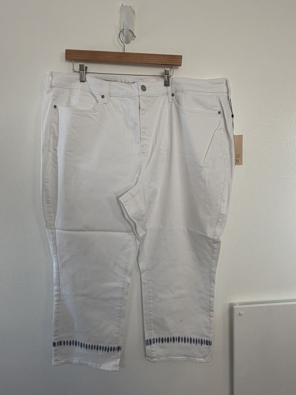 NYDJ Marilyn Straight Ankle Jeans 26W White Wave Tie Dye Lift Tuck - Picture 3 of 9